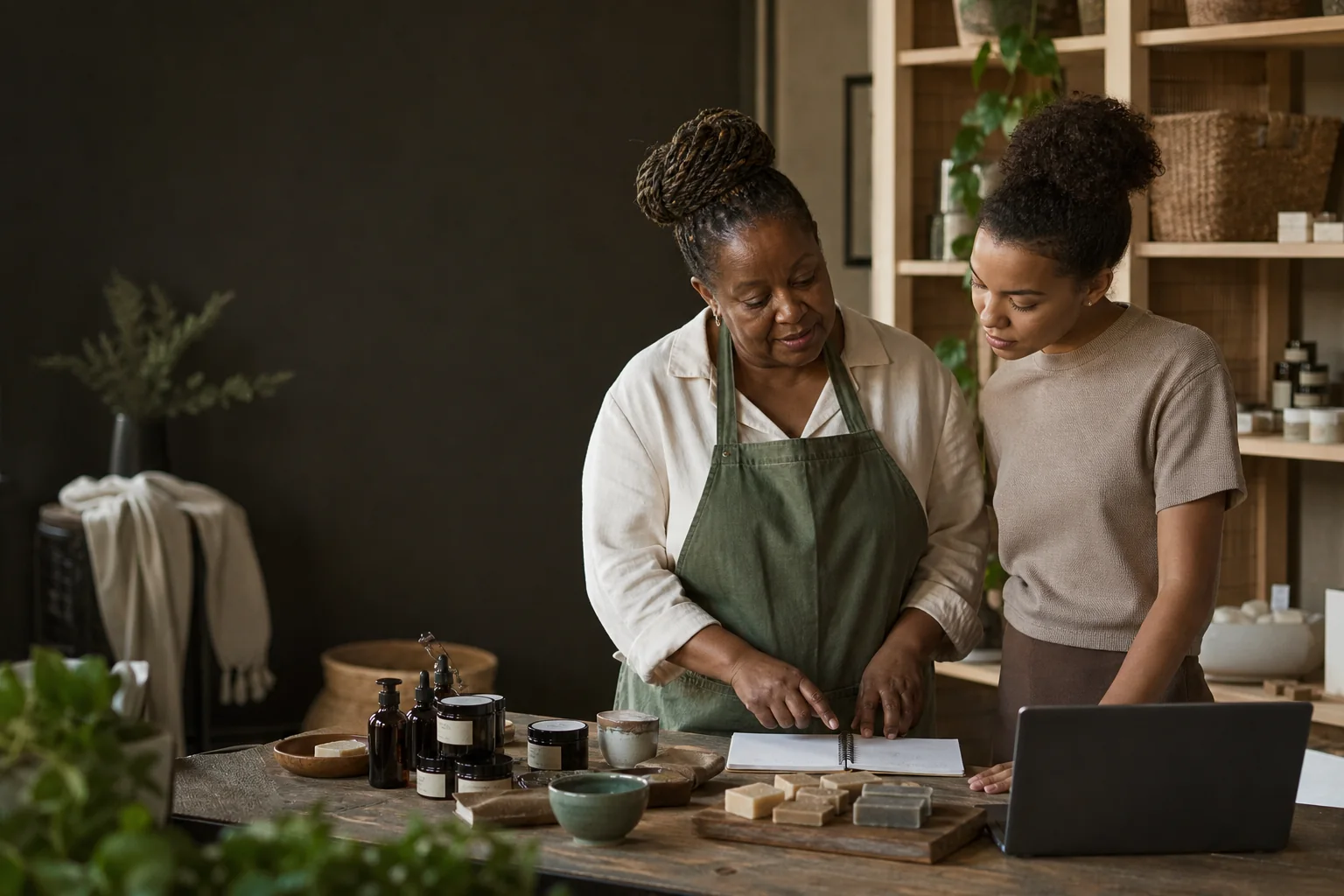Business professional developing practical skills in a focused working environment