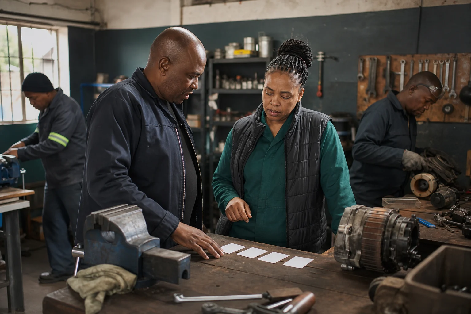 Manager coordinating a diverse team in a practical operations environment